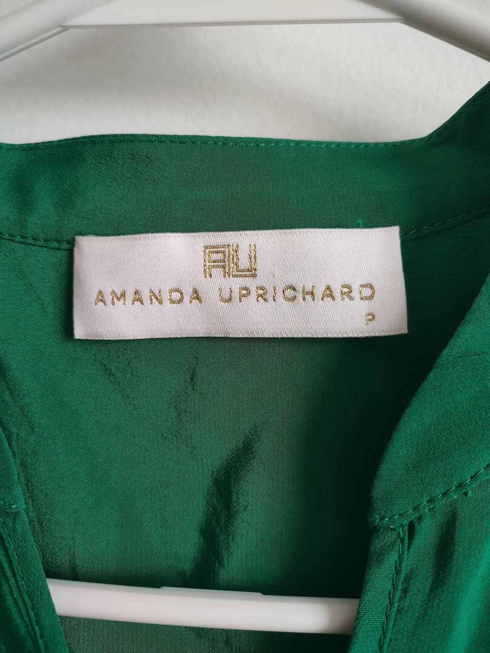 100%silk Sleeveless V-Neck Peplum Top - Emerald Green - Picture 4 of 10